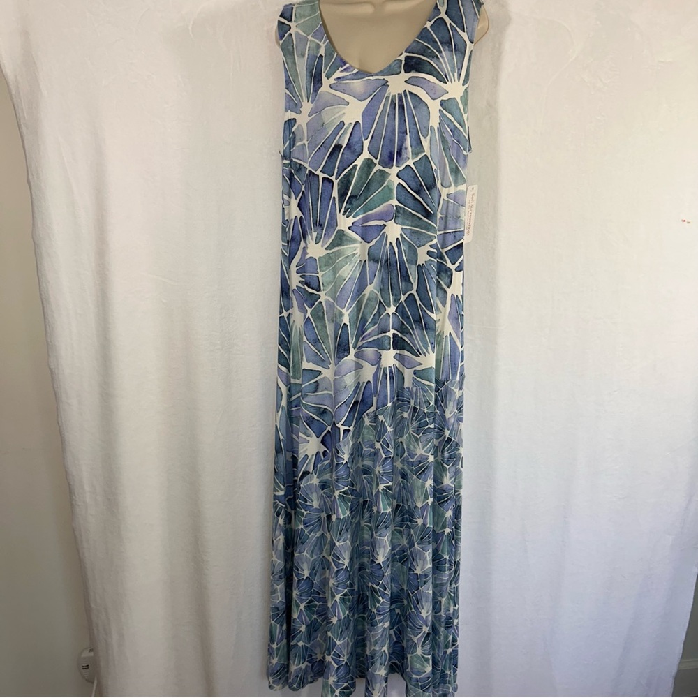 NWT Soft Surroundings Women’s sz L Maxi Dress Coastal Preppy Resort Luxury Knit - Picture 4 of 11